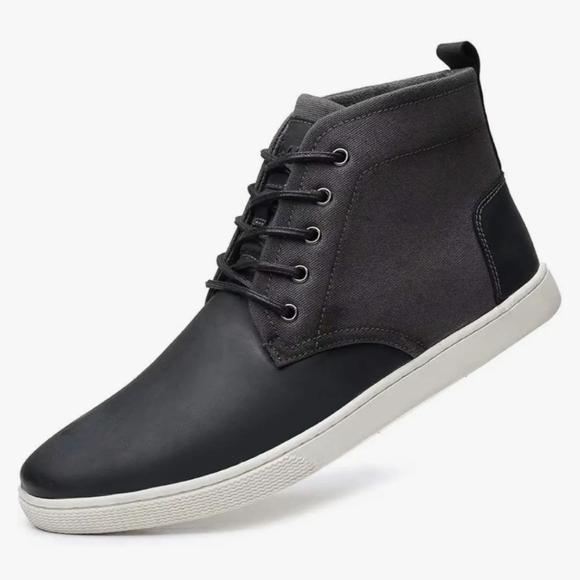 Arkbird Casual Sneaker shoes Chukka boots lace up Black Leather & Canvas Men's 9 - Picture 1 of 11